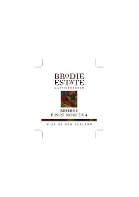 Brodie Estate Pinot Noir 2014 Reserve