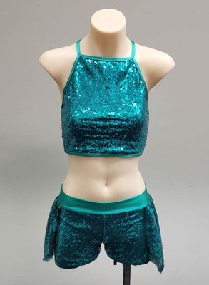 Teal sequin two piece - Size Child XXL