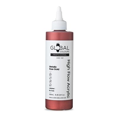 Global High Flow Acrylic Paint - Rose Gold, 250ml