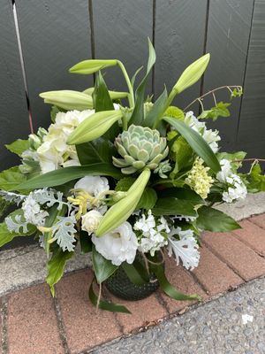 Botanical Vase in Limes and Whites