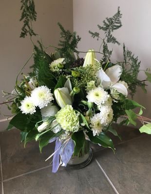Natural Whites Limes Bouquet with vase