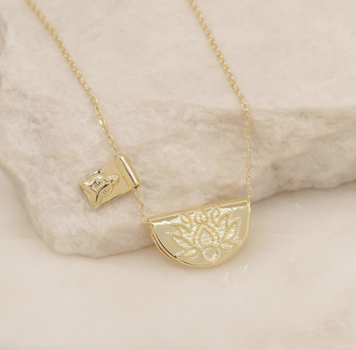 BY CHARLOTTE Lotus and Buddha Necklace - Gold
