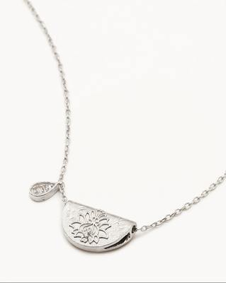 BY CHARLOTTE Love Deeply Lotus June Birthstone Necklace - Silver