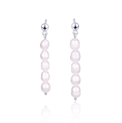 SILVER LINING COLLECTIVE Droplet Pearl Earrings 925 Stirling Silver