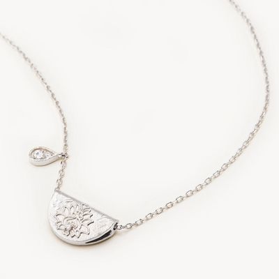 BY CHARLOTTE April Lotus Birthstone Necklace - Silver