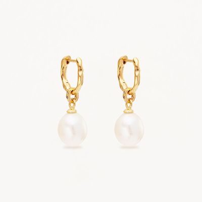 BY CHARLOTTE Embrace Stillness Pearl Hoops - Gold