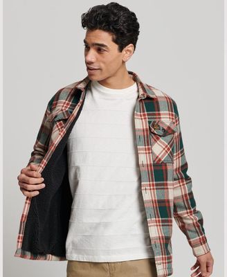 SUPERDRY Sherpa Lined Miller Wool Over Shirt - Angus Check Green