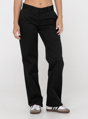 RUSTY Bobby Low Rise Worker Style Pant - Black