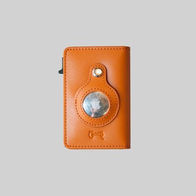 CRATE Minimal Air Tag Leather Wallet - Brown