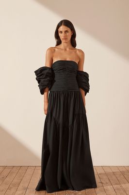 SHONA JOY Maiori Contour Ruched Maxi Dress - Black