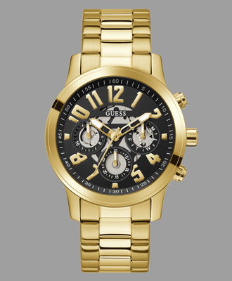 GUESS WATCHES Parker Black Face Watch - Gold