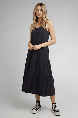 ALL ABOUT EVE AAE Linen Midi Dress - Black