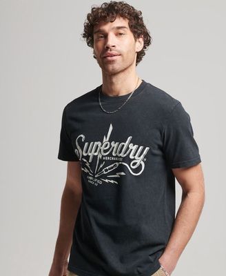 SUPERDRY Vintage Merch Store T-Shirt - Light Back In Black