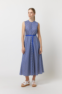 KATE SYLVESTER Checkered Dress - Blue Ivory