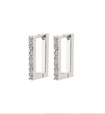 PILGRIM Coby Recycled Crystal Square Hoop Earrings - Silver Plated