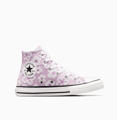 CONVERSE ALL STAR Kid CT Floral Embroidery Hi Top - Stardust Lilac/Grape Fizz/White