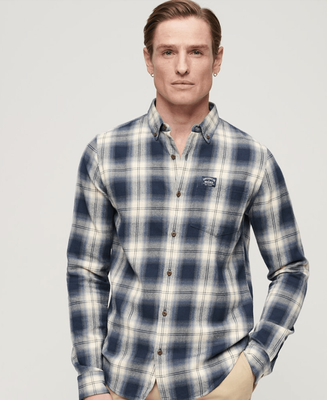SUPERDRY Long Sleeve Cotton Lumberjack Shirt - Cedar Check Navy