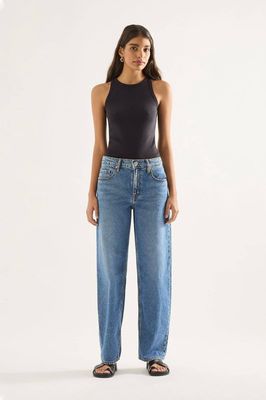 OUTLAND DENIM Avril Low Slouchy Wide Leg Jean - Moment Mid Blue