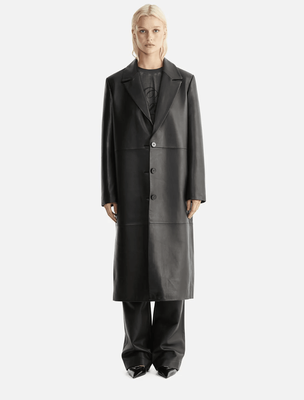 ENA PELLY Gina Leather Trench Coat - Black