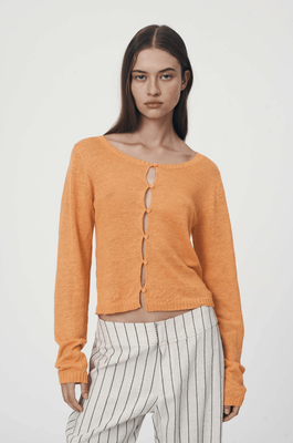 ROWIE Marcia Knit Long Sleeve Top - Tangerine