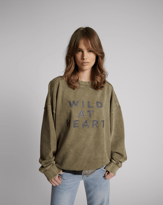 ONE TEASPOON Wild At Heart Studded Retro Sweater - Khaki