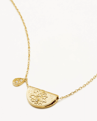 BY CHARLOTTE June Lotus Moonstone Birthstone Necklace - 18k Gold Vermeil