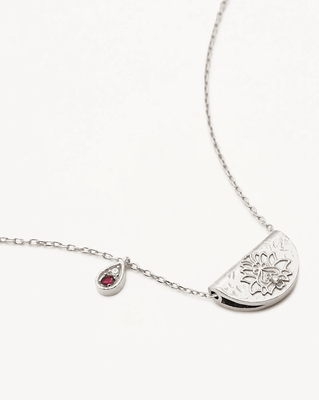BY CHARLOTTE Lotus July Ruby Birthstone Necklace - Stirling Silver