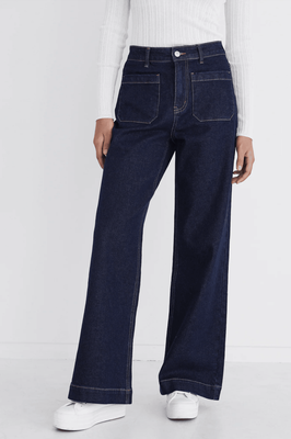 AMONG THE BRAVE Zoey High Rise Wide Leg Pocket Jeans - Indigo