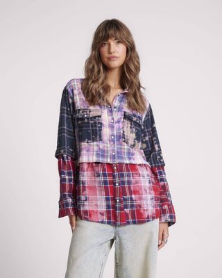 ONE TEASPOON Button Off Distressed Flannel Shirt - Multi Flannel