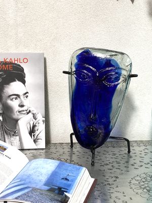 Mexican Glass Mask - Blue