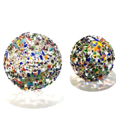 Hand crafted Carnival Glass Ball Set