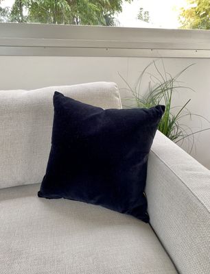 MIM Black Velvet cushion - linen backing