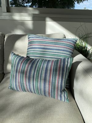 MiM custom cushion set - Green, Pink, Blue stripe tones