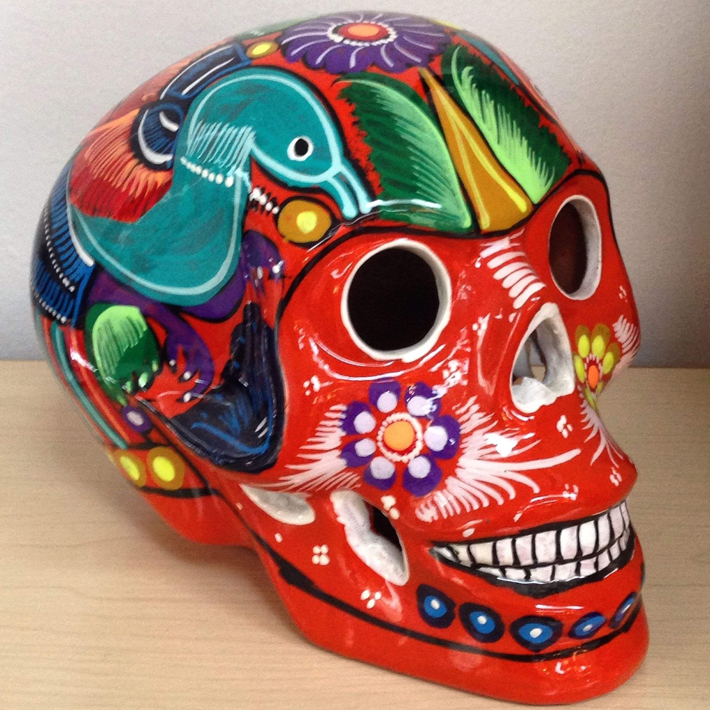 sugar skulls, ceramic, handpainted