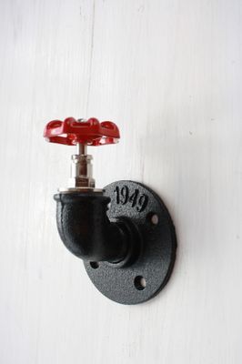 Industrial Pipe Red Handle Valve Bent Hook