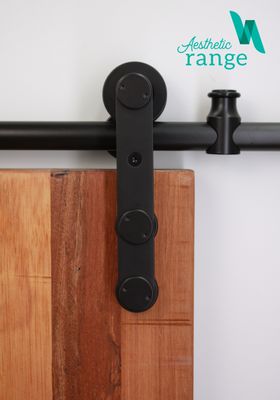 Modern Front Mount Hanger Black Door Set