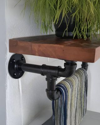 Industrial Pipe Bracket with Towel Rail