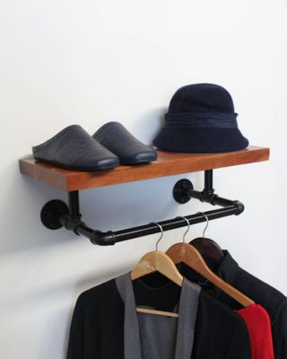 Industrial Pipe Bracket with Clothes Rail - Three Sizes
