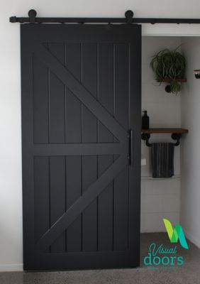 Sleek Black British Brace Barn Door (7 Sizes)