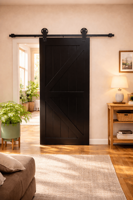 Sleek Black British Brace Barn Door (7 Sizes)