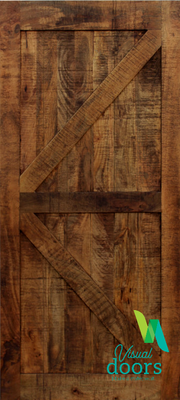 Artisan Cabin Solid Timber Barn Door - British Brace - Russet Stain