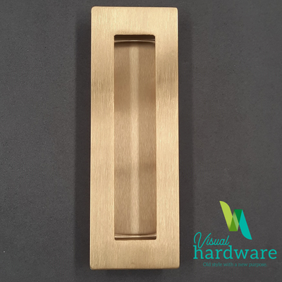 Rectangle Recess Handle 150mm - Brass Finish