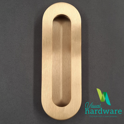 Oval Recess Handle 150mm - Brass Finish