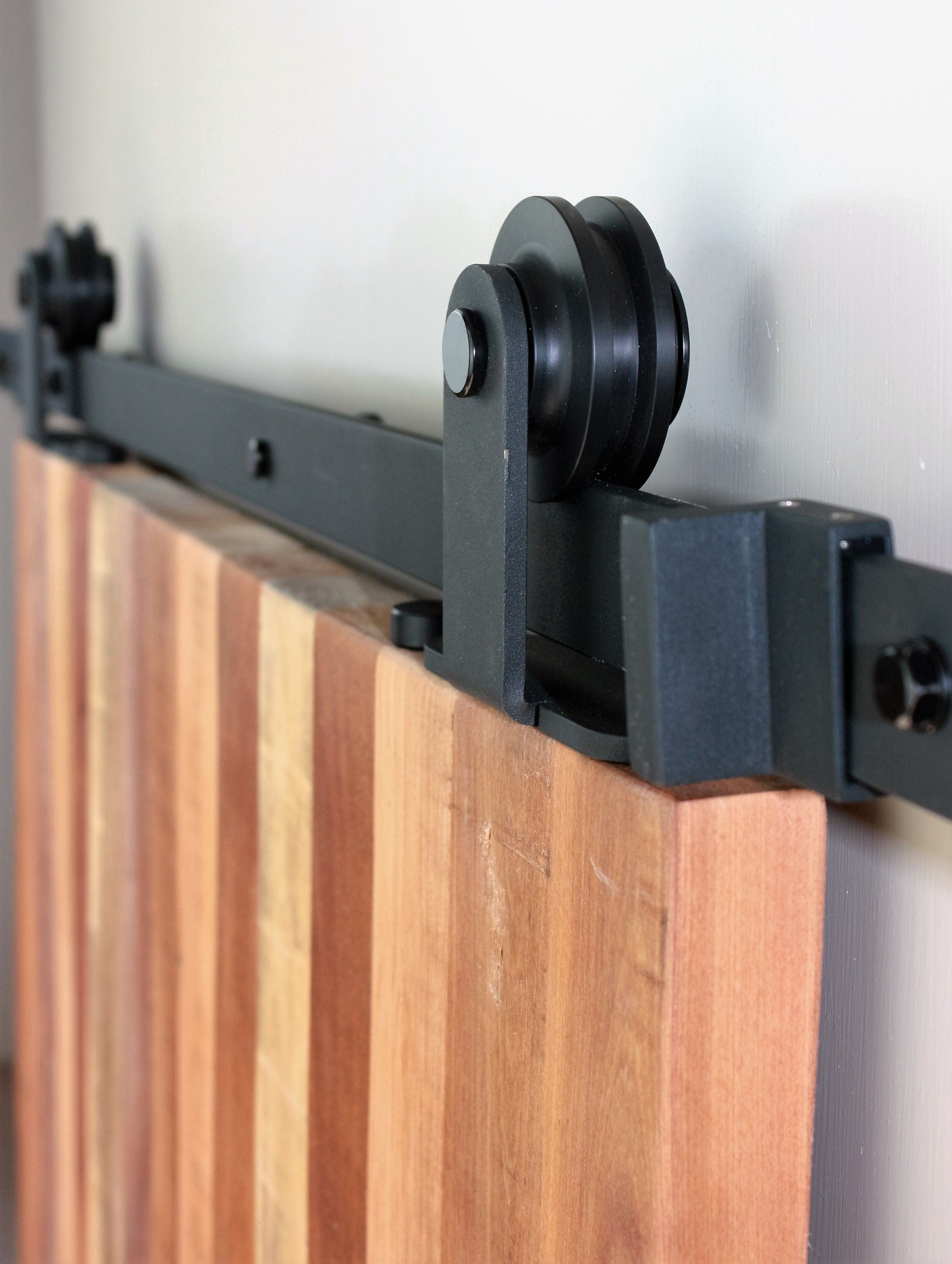 Aero Top Mounted Barn Door Hardware Set Black, Barn Door Hardware