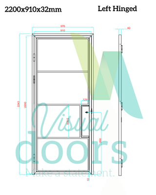 Industrial Chic Glass/Steel Hinged Door 4 Panel with Handle (6 sizes ...