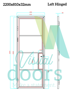 Industrial Chic Glass/Steel Hinged Door 4 Panel with Handle (6 sizes ...