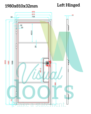 Industrial Chic Glass/Steel Hinged Door 4 Panel with Handle (6 sizes ...