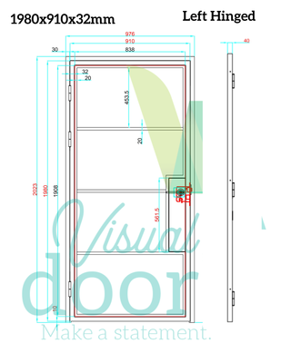 Industrial Chic Glass/Steel Hinged Door 4 Panel with Handle (6 sizes ...