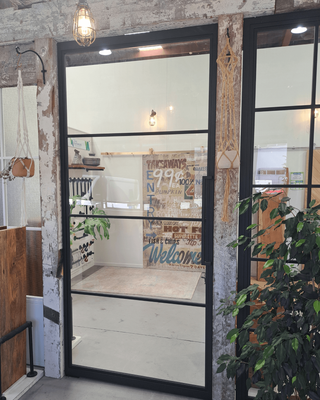 Industrial Chic Steel/Glass Pivot Doors