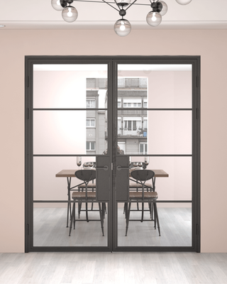 Industrial Chic Hinged French Door Set 4 Panel with Handles (2 sizes)